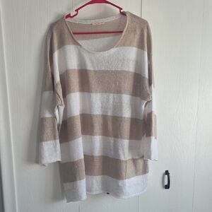 Eileen Fisher Linen White Tan Sweater 1X